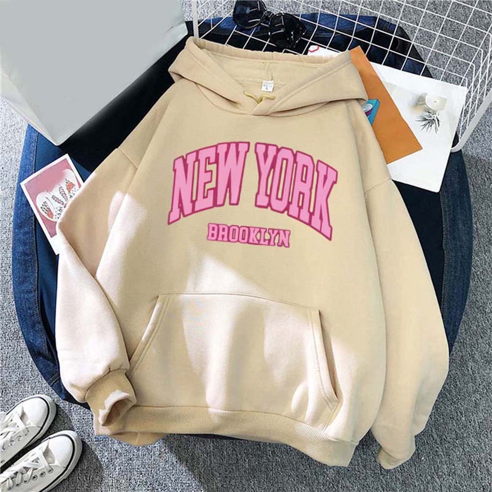 Thick Loose Fit Hooded Sweatshirt with Letter Print for Casual Occasions - Picture 7 of 7