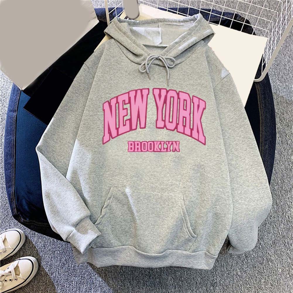 Thick Loose Fit Hooded Sweatshirt with Letter Print for Casual Occasions - Picture 5 of 7