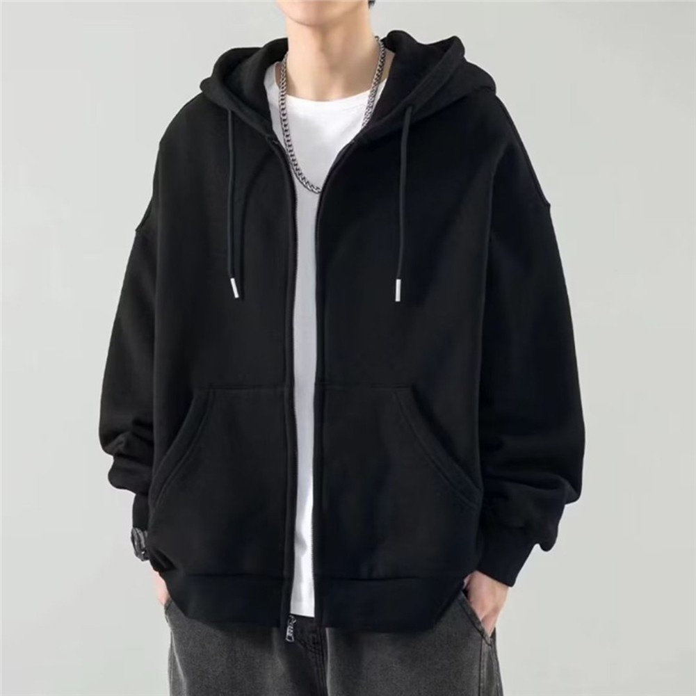 Men Polyester Spandex Blend Oversized Cotton Hoodies Harajuku Streetwear Jacket