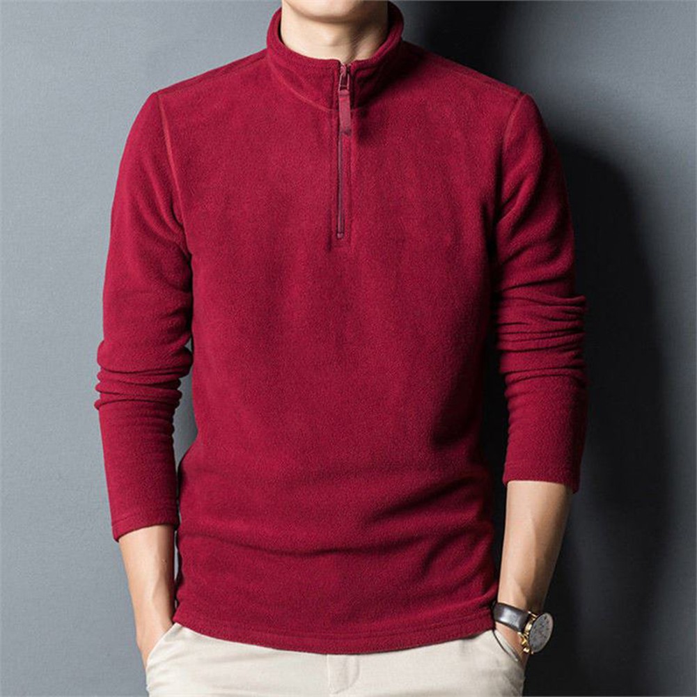 Mens Fleece Pullover Jacket Half Turtleneck Sweatshirt Casual Outdoor Wear