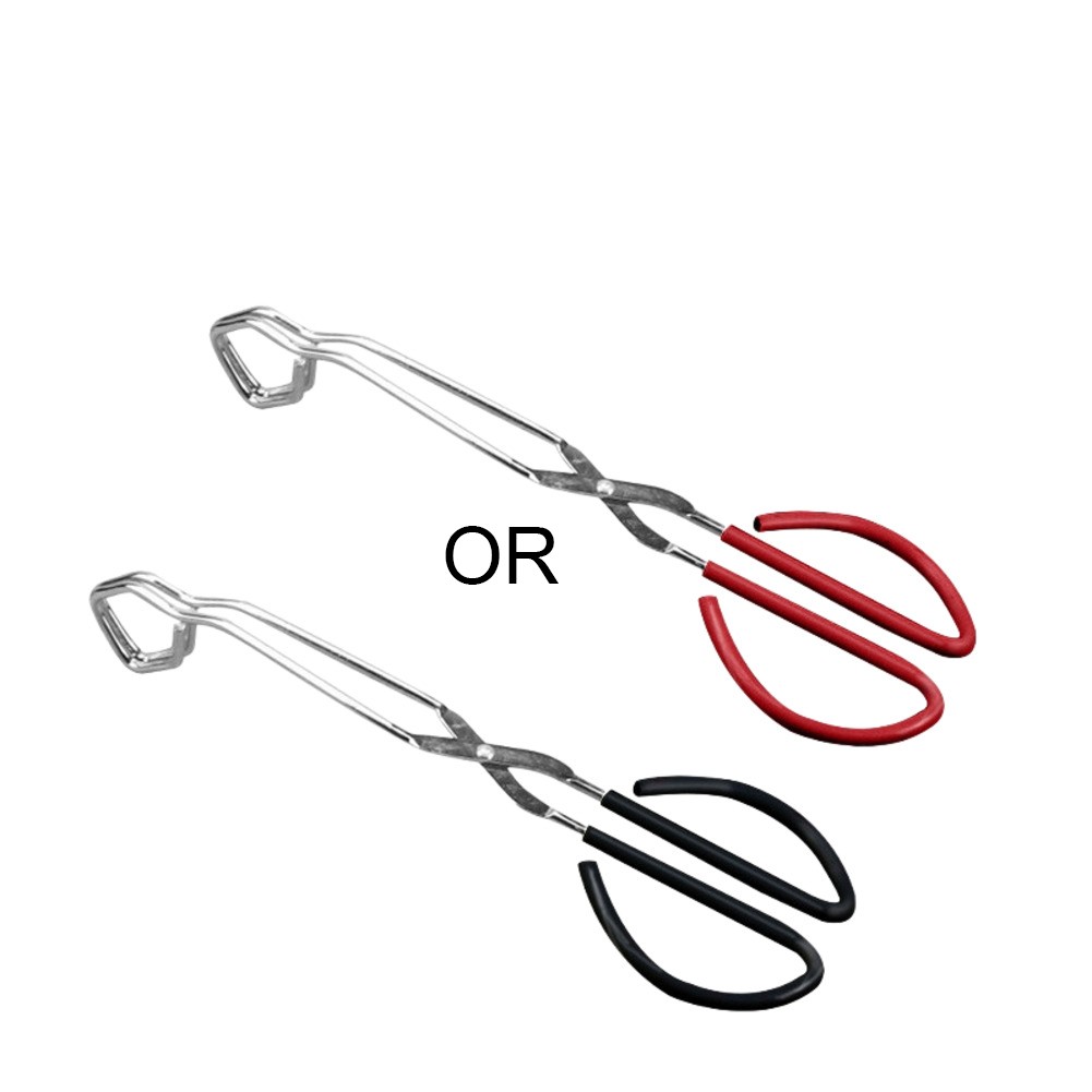 Comfort Grip Stainless Steel Food Tongs Scissor Design for Kitchen Use