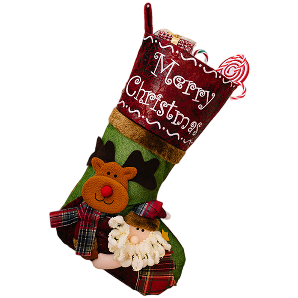 Calze Natalizie Festive Grandi per Bambini Babbo Natale Pupazzo di Neve Alce Dec - Picture 17 of 18