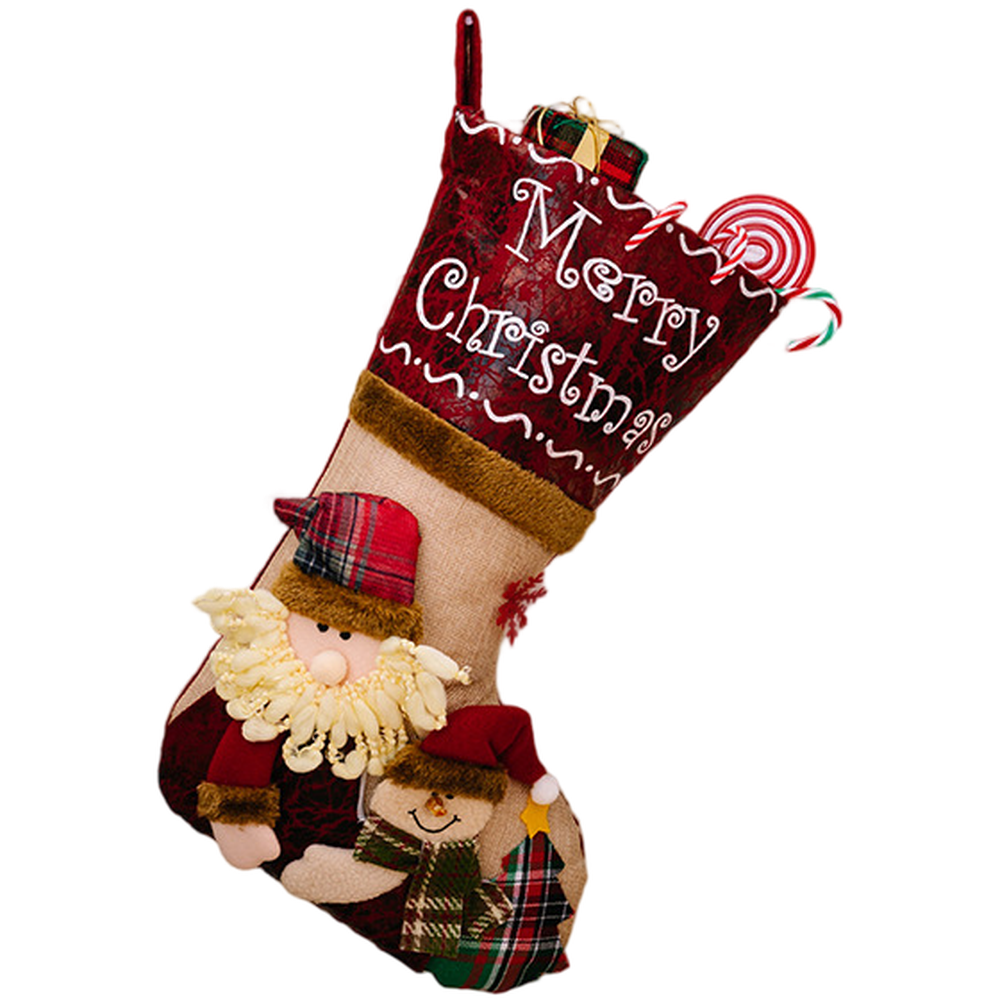 Calze Natalizie Festive Grandi per Bambini Babbo Natale Pupazzo di Neve Alce Dec - Picture 13 of 18
