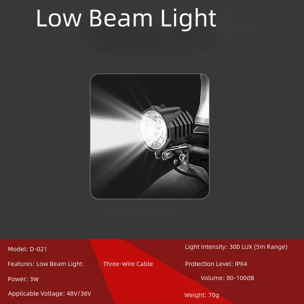 Phare Led étanche avec klaxon pour vélo électrique... - Grandado
