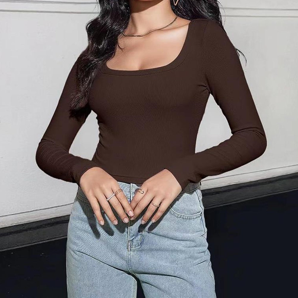 Slim Fit Square Shirt for Women Long Pure Color Cute Fabric Long Length Shirt - Picture 24 of 25