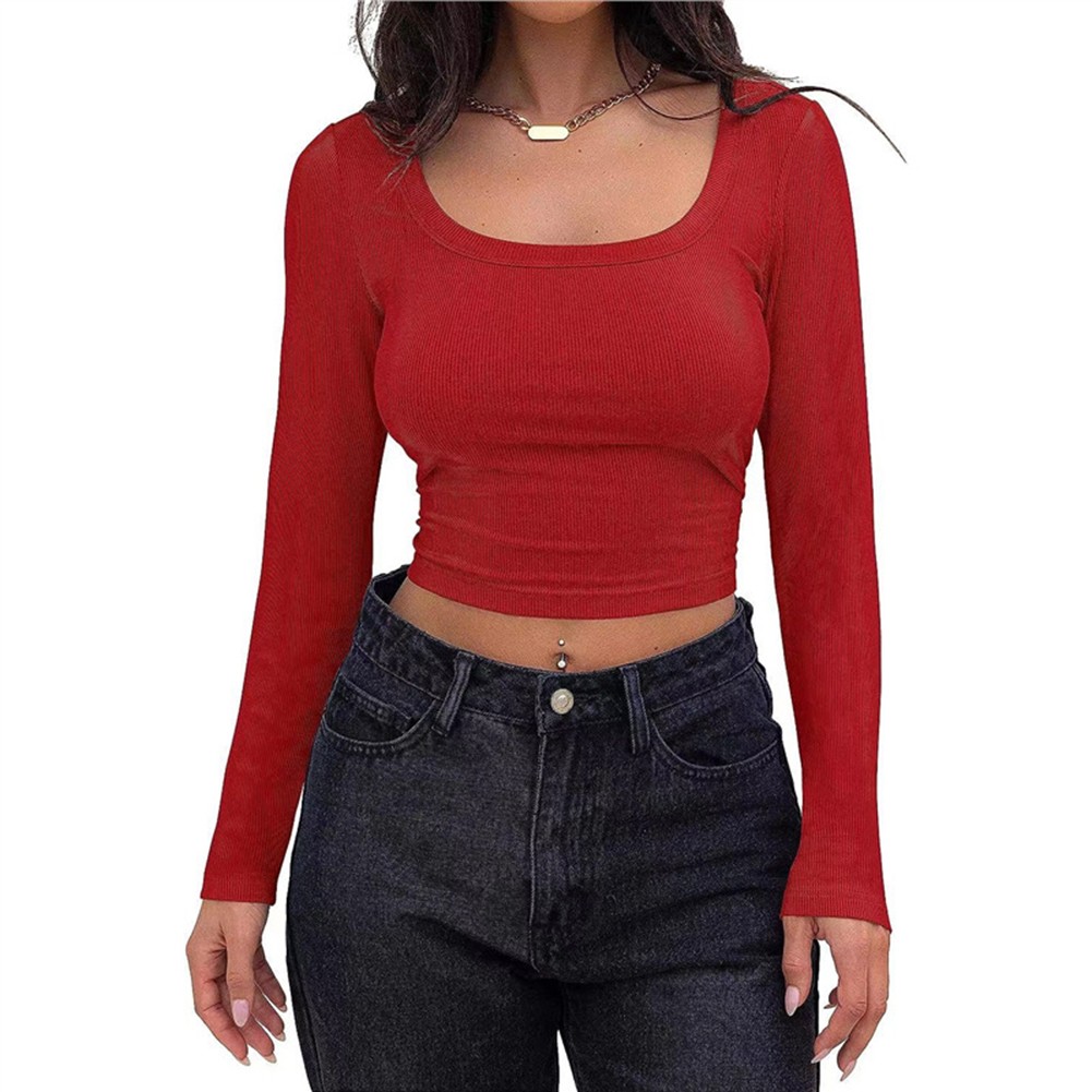 Slim Fit Square Shirt for Women Long Pure Color Cute Fabric Long Length Shirt - Picture 21 of 25