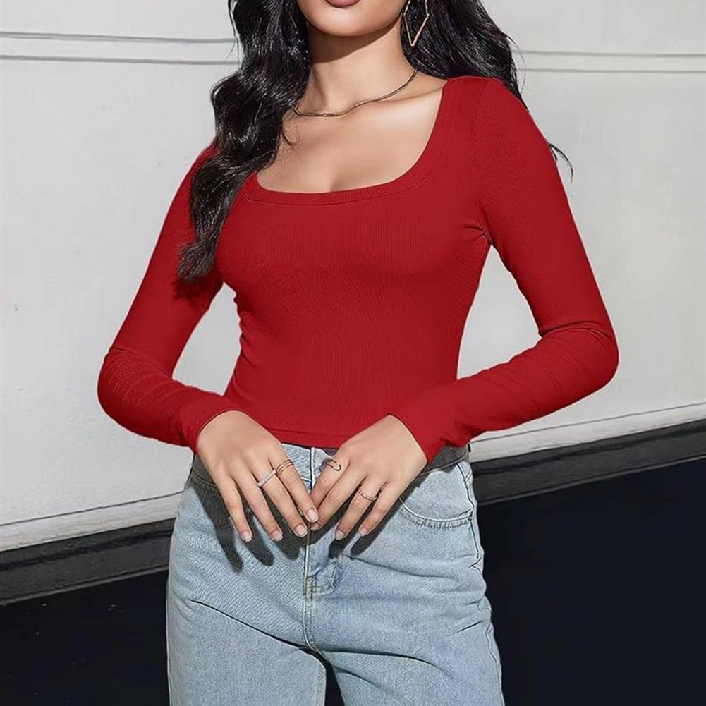 Slim Fit Square Shirt for Women Long Pure Color Cute Fabric Long Length Shirt - Picture 20 of 25