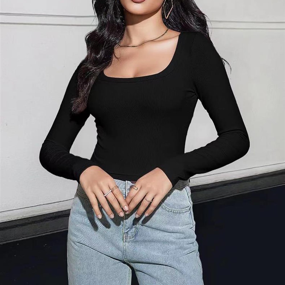 Slim Fit Square Shirt for Women Long Pure Color Cute Fabric Long Length Shirt - Picture 16 of 25
