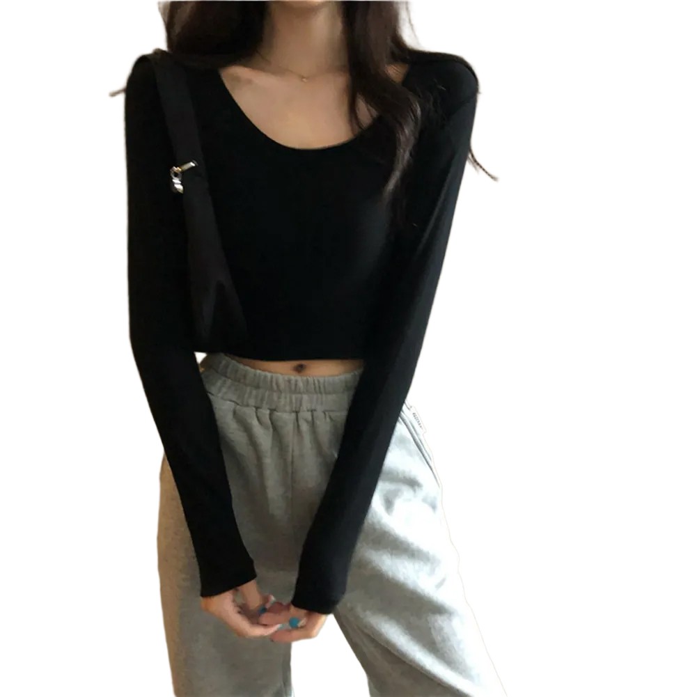 Autumn Fashion Slim Fit Top Women U-neck T-Shirt Casual Wear Comfortable Fit - Picture 23 of 35