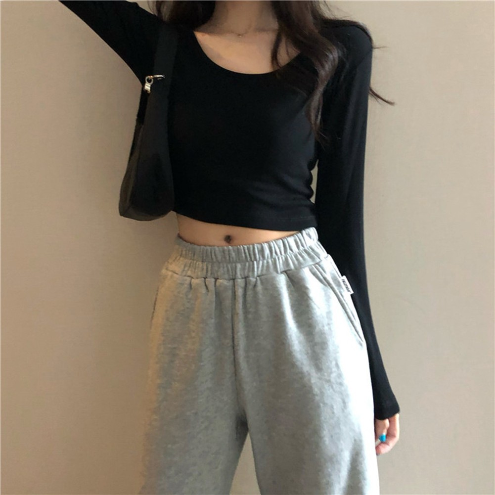 Autumn Fashion Slim Fit Top Women U-neck T-Shirt Casual Wear Comfortable Fit - Picture 25 of 35