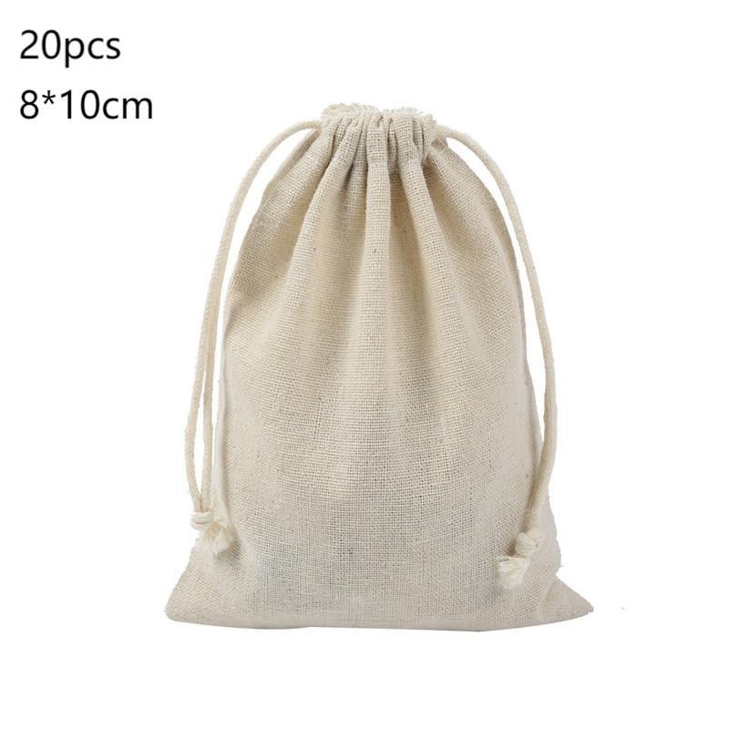 Reusable Cotton Drawstring Bags 20 Pack Lightweight Organizer for Shopping Use