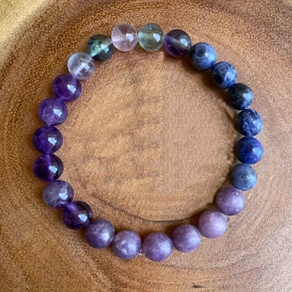 Bracelet En Pierres Naturelles - Œil De Tigre, Lapis Lazuli, Améthyste - Sur Mesure, Fait Main En France