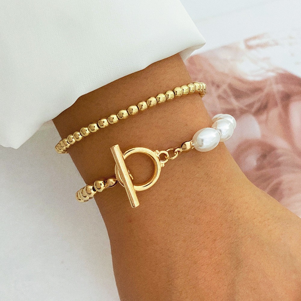 Multilayer Punk Style Perlen Kette Armband Set Verstellbar Größe Unisex Hip Hop - Bild 13 von 14