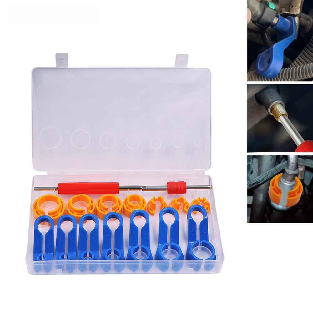 Car AC Cooling Agent and For Fuel Line Quick Disconnect Tool Set 16 Piece Kit