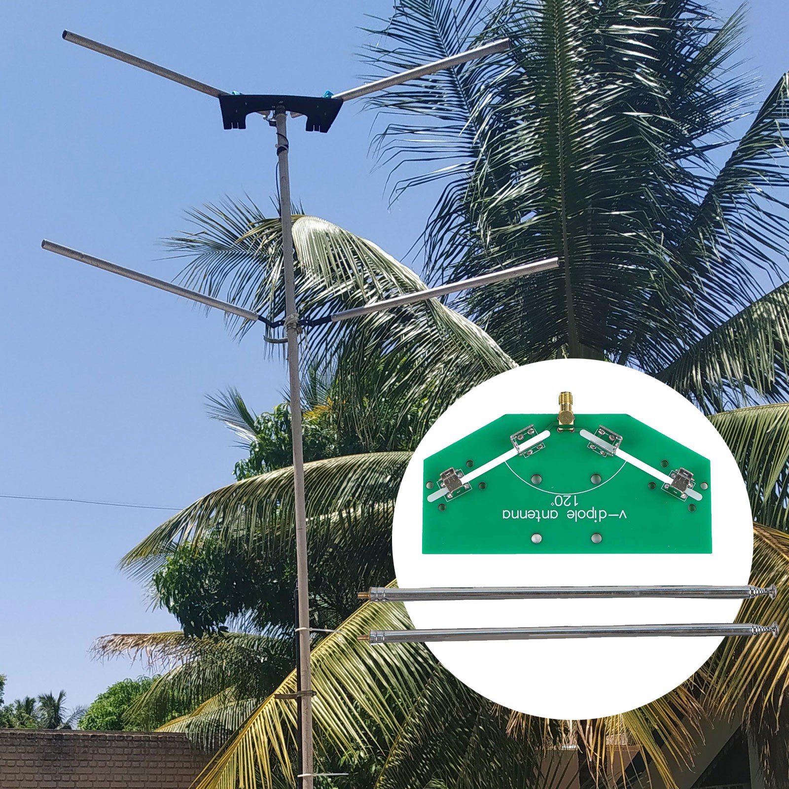 Adjustable V Dipole Antenna for 137MHz Signals with Soldered Components