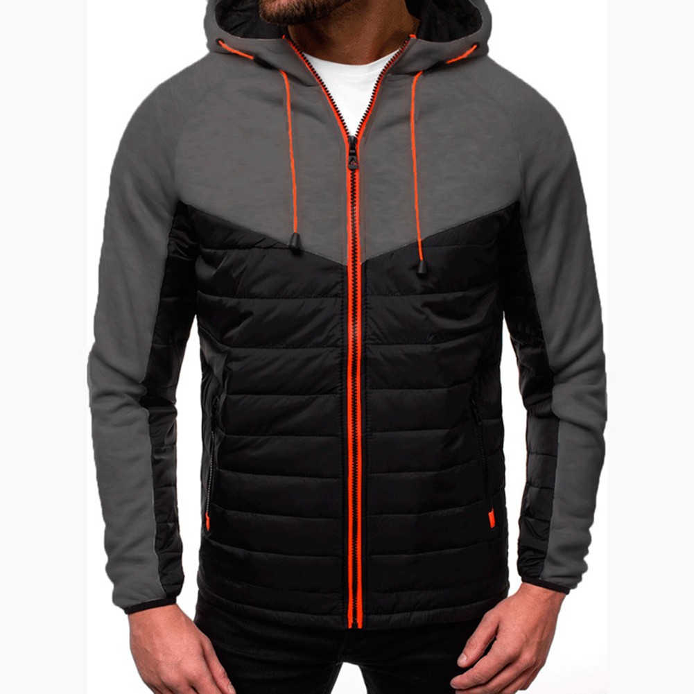 Mens Casual Long Sleeve Hooded Jacket Patchwork Zip Up Hoodie Splicing Cardigan - Picture 13 of 16