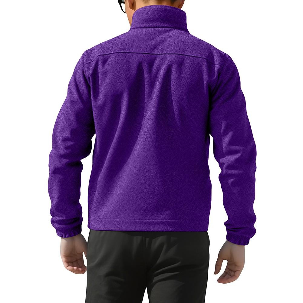 Mens Outdoor Winter Fleece Jacket Zipper Stand Collar Warm Insulated Top - Picture 15 of 28