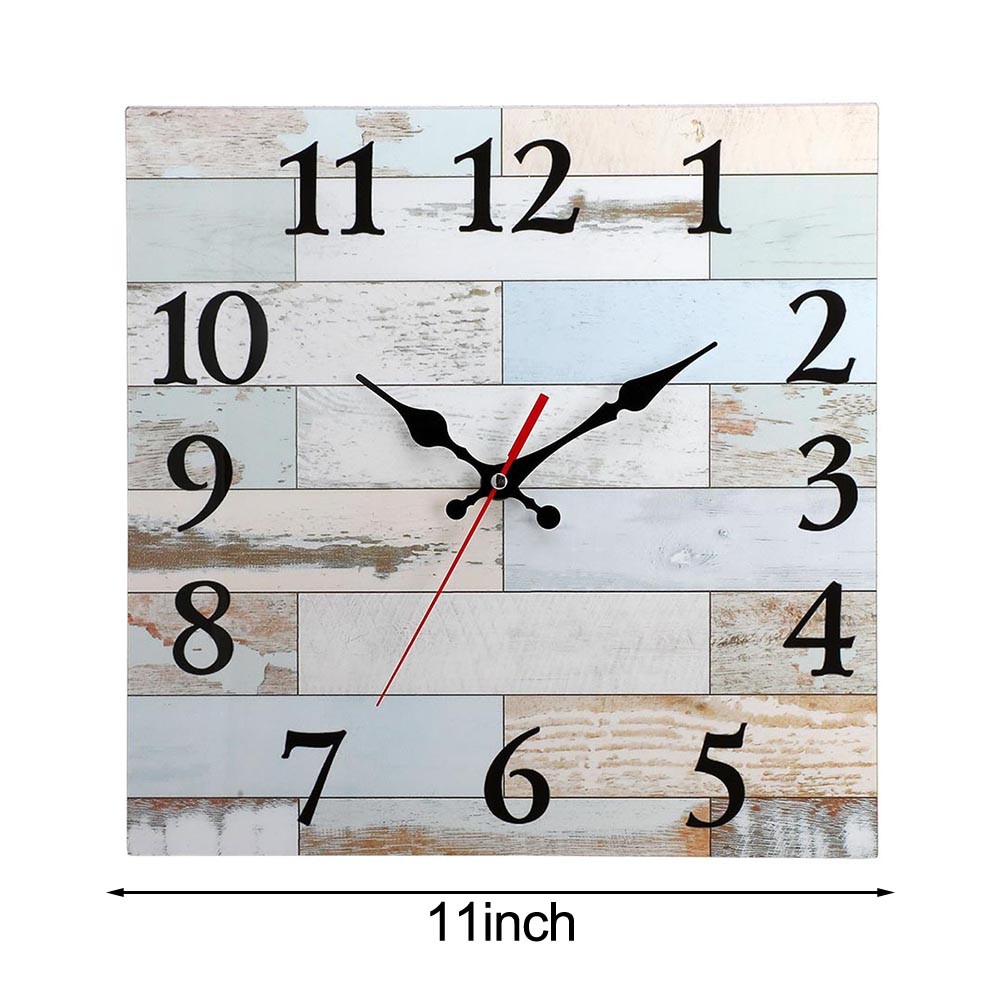 For Nordic Style Vintage Square Wall Clock MDF Silent Movement for Wall Mount