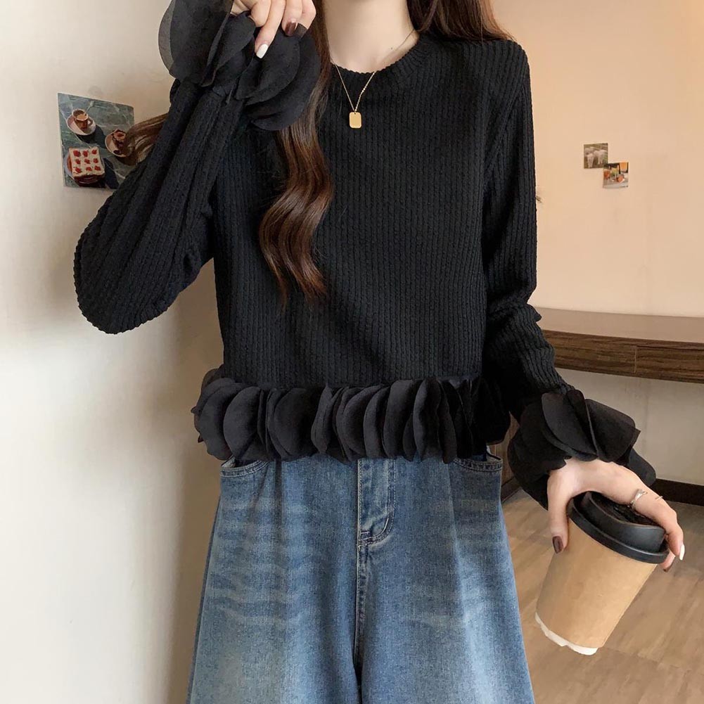 Girlish Fashion Ruffles Knitted Pullovers Daily Wear Brand New Condition - Picture 13 of 23