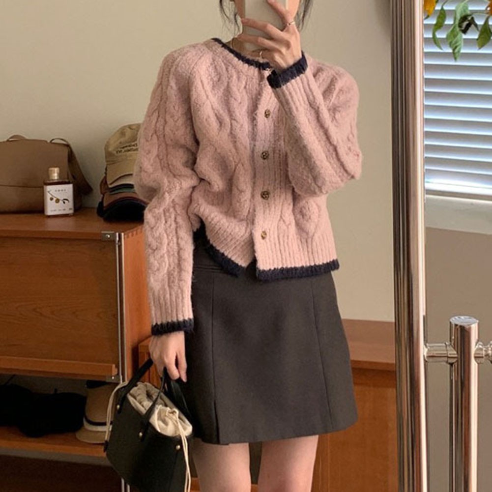 Comfortable crew neck sweater and casual knitted cardigan for female daily use - Picture 13 of 13