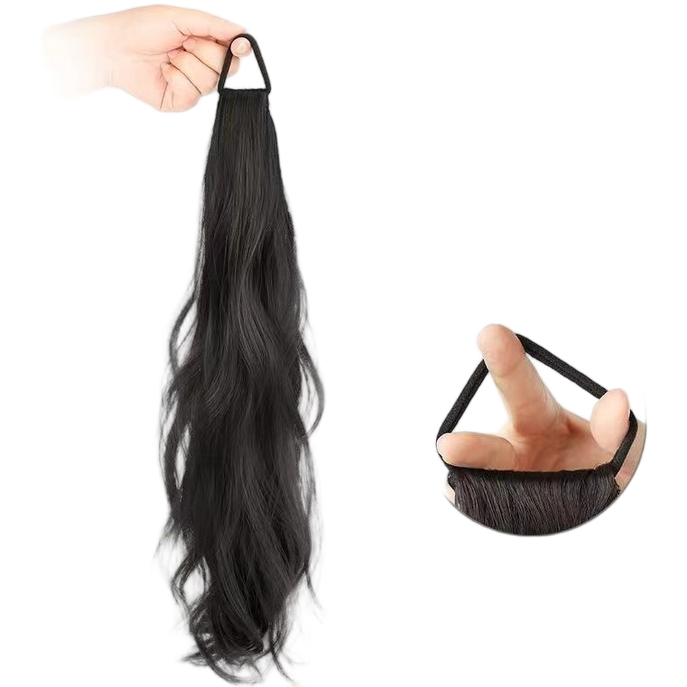 45cm Hand Woven Wavy Ponytail Extension in Natural Black Brown Dark Light Brown