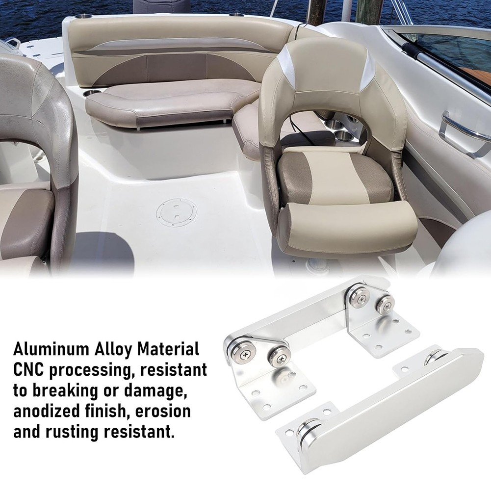 Charnière De Montage Siège Bateau Alliage Aluminium Poli - Pliable Anti-Pincement - Finition Luxe
