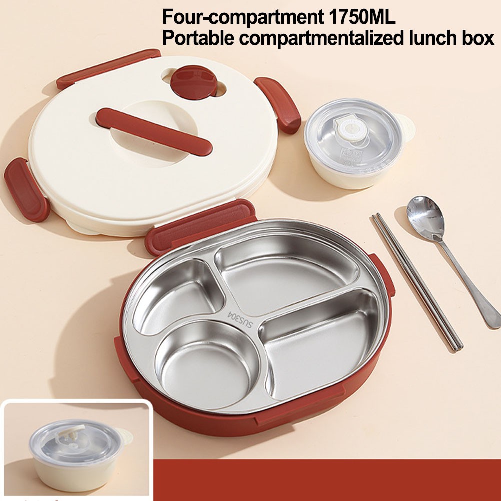 304 Stainless Steel Lunch Box Set for For kids with Soup Bowl and Chopsticks - Picture 18 of 34