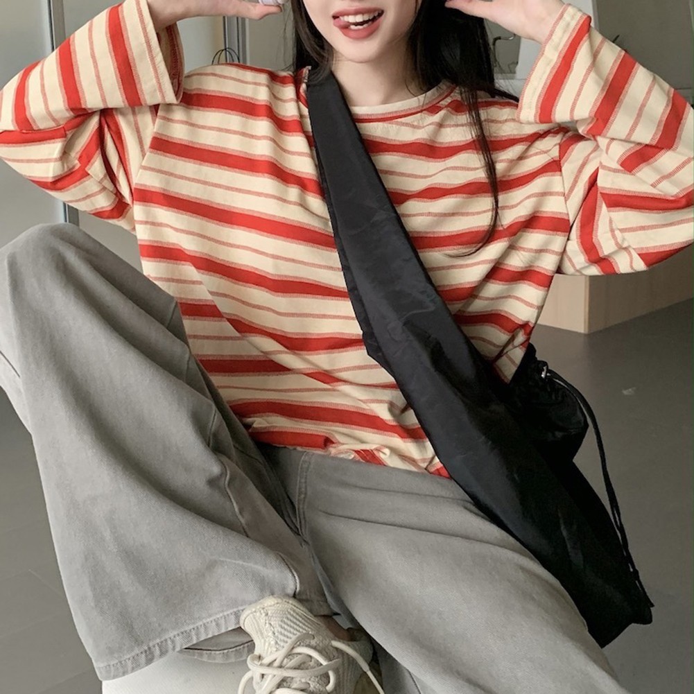 Casual Outings Korean Style T Shirt Long Sleeve Top Casual Wear Retro Design - Picture 17 of 52