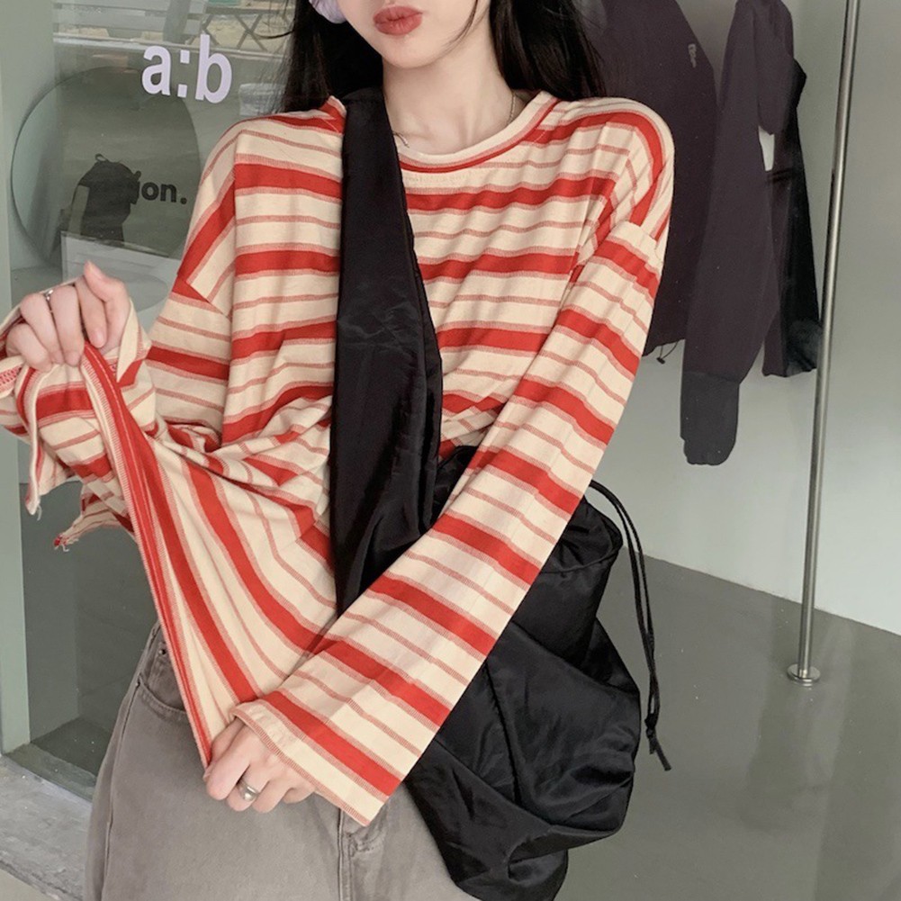 Casual Outings Korean Style T Shirt Long Sleeve Top Casual Wear Retro Design - Picture 19 of 52