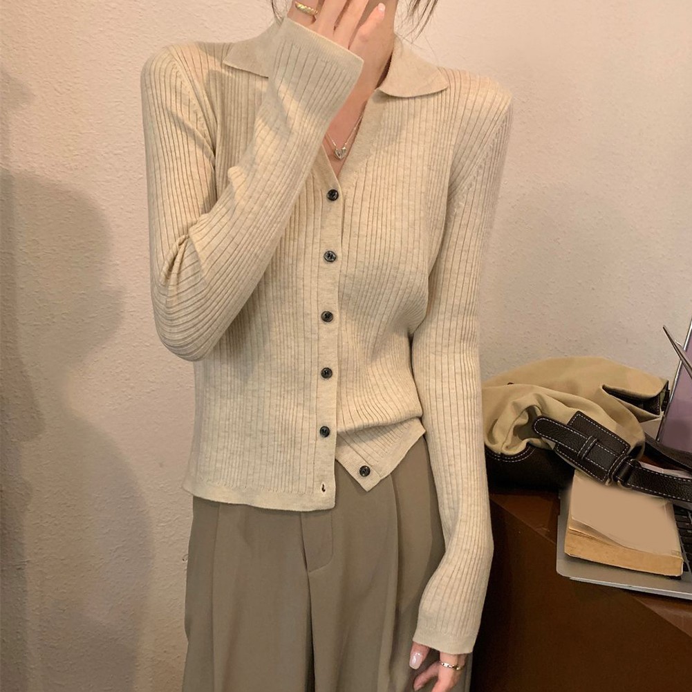 Casual Knitted Sweater Cardigan Long Sleeve Women Jacket V Neck Slim Fit Top - Picture 33 of 46