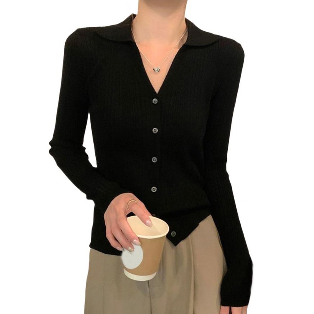 Casual Knitted Sweater Cardigan Long Sleeve Women Jacket V Neck Slim Fit Top - Picture 24 of 46