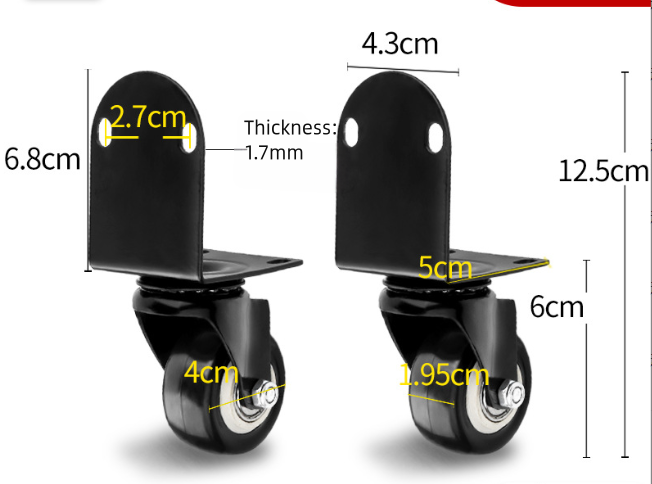 Heavy Duty Wheels Caster Wheels Flexible Installation Options For Luggage