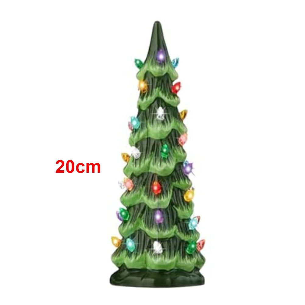 Retro Hand Painted Mini Christmas Trees with LED Lights for Festive Decor - Picture 6 of 7