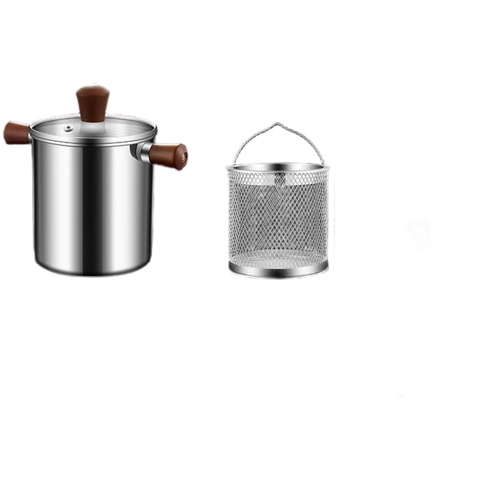 Walnut Handle Fryer Oil Filtration Fryer Versatile Cooking Tool Non-Slip Handle