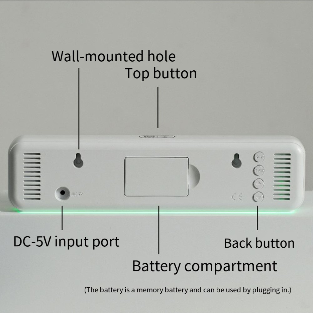 LED Digital Clock with Temperature Display Manual Brightness Adjustment Timer