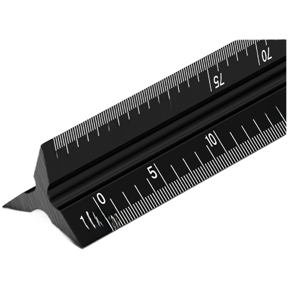 Aluminum Drafting Ruler Triangular Shape with Six Scale Ratios Inches CM