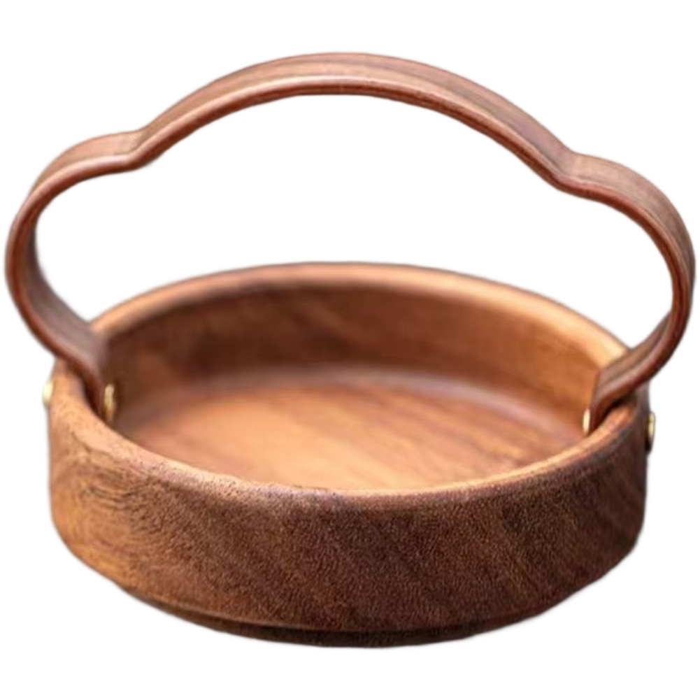 Walnut Wood Handheld Tray Chinese Style Solid Wood Snack Plate for Tea Pastries - Picture 10 of 10