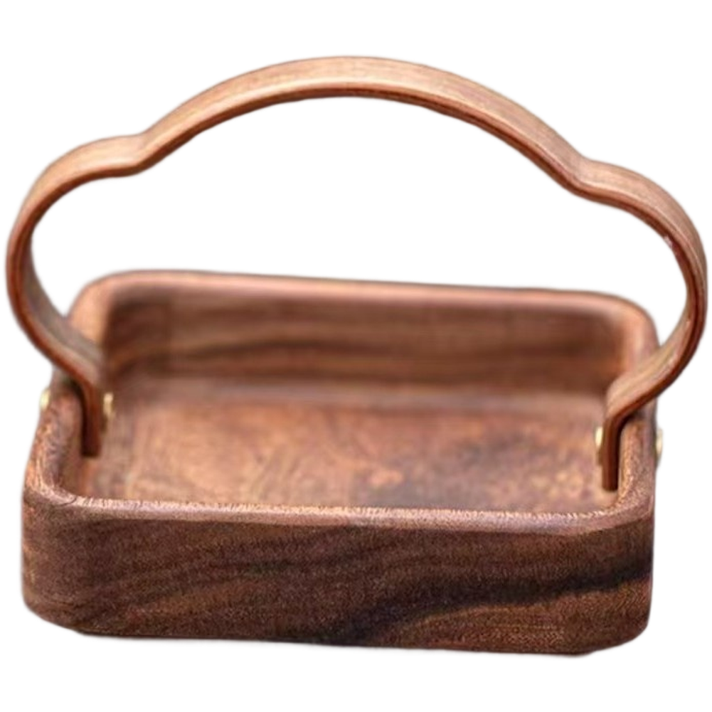 Walnut Wood Handheld Tray Chinese Style Solid Wood Snack Plate for Tea Pastries - Picture 9 of 10