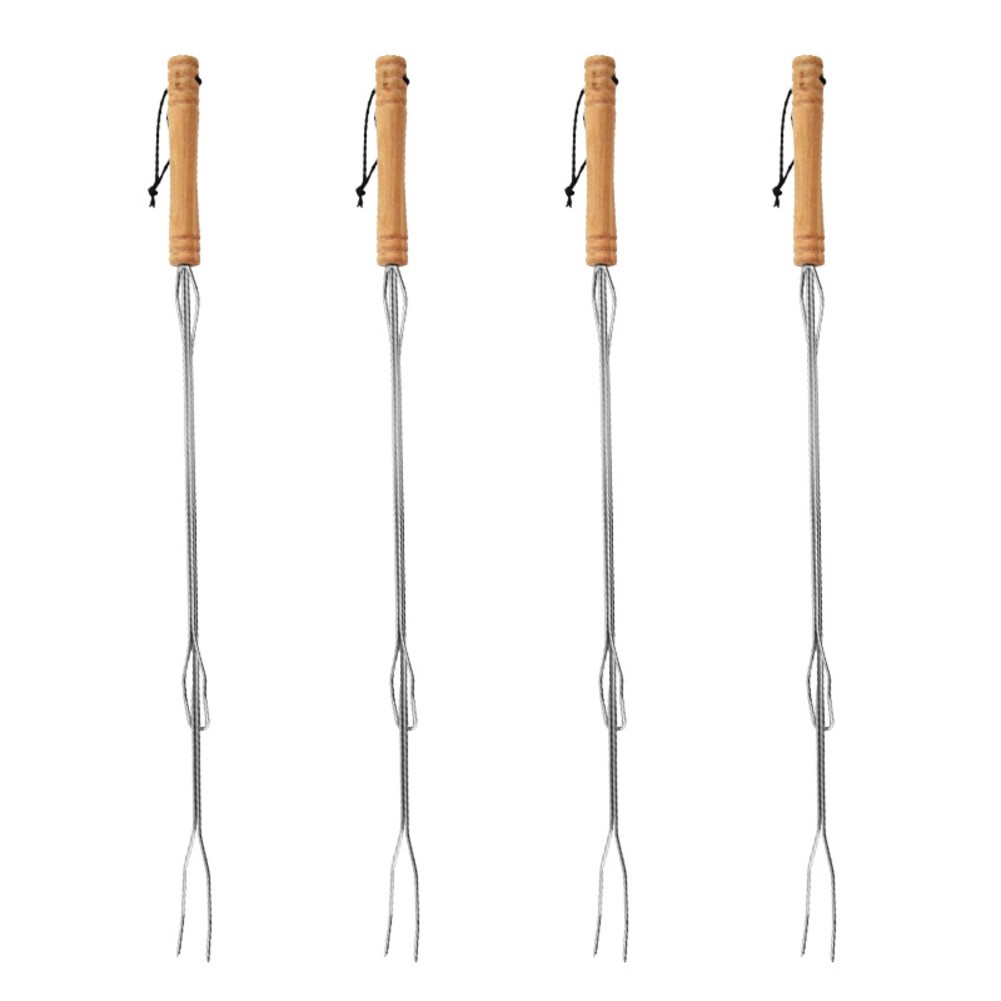 Telescopic BBQ Roasting Forks Set 4 Pieces Stainless Steel for Campfire Cooking