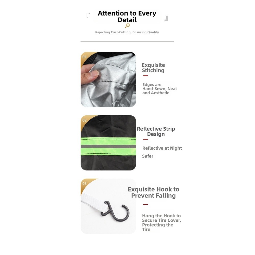 Car Tire Cover Waterproof with Reflective Safety Strips for RV and Truck Use - Picture 25 of 34