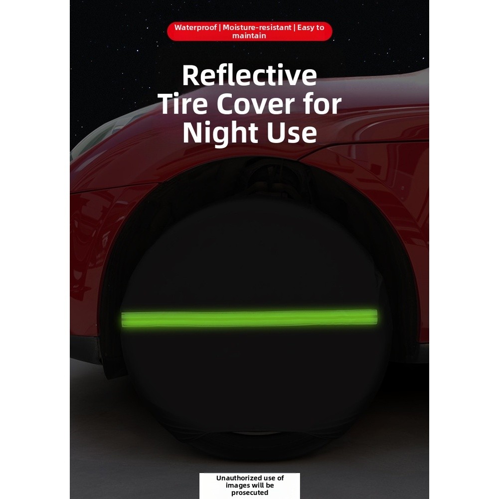 Car Tire Cover Waterproof with Reflective Safety Strips for RV and Truck Use - Picture 20 of 34