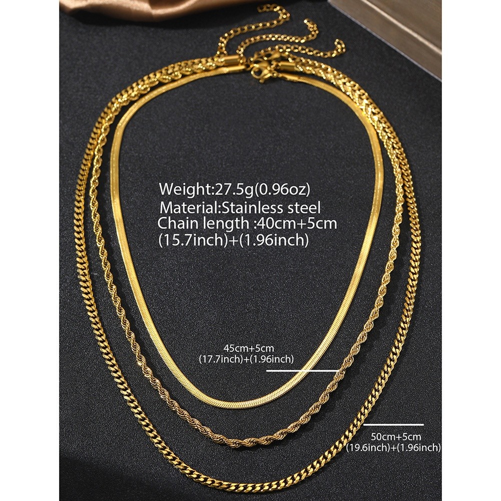 Lagenlook Box Kette Halskette Damen Gold Edelstahl U Form mit Klinge Kette - Picture 15 of 20