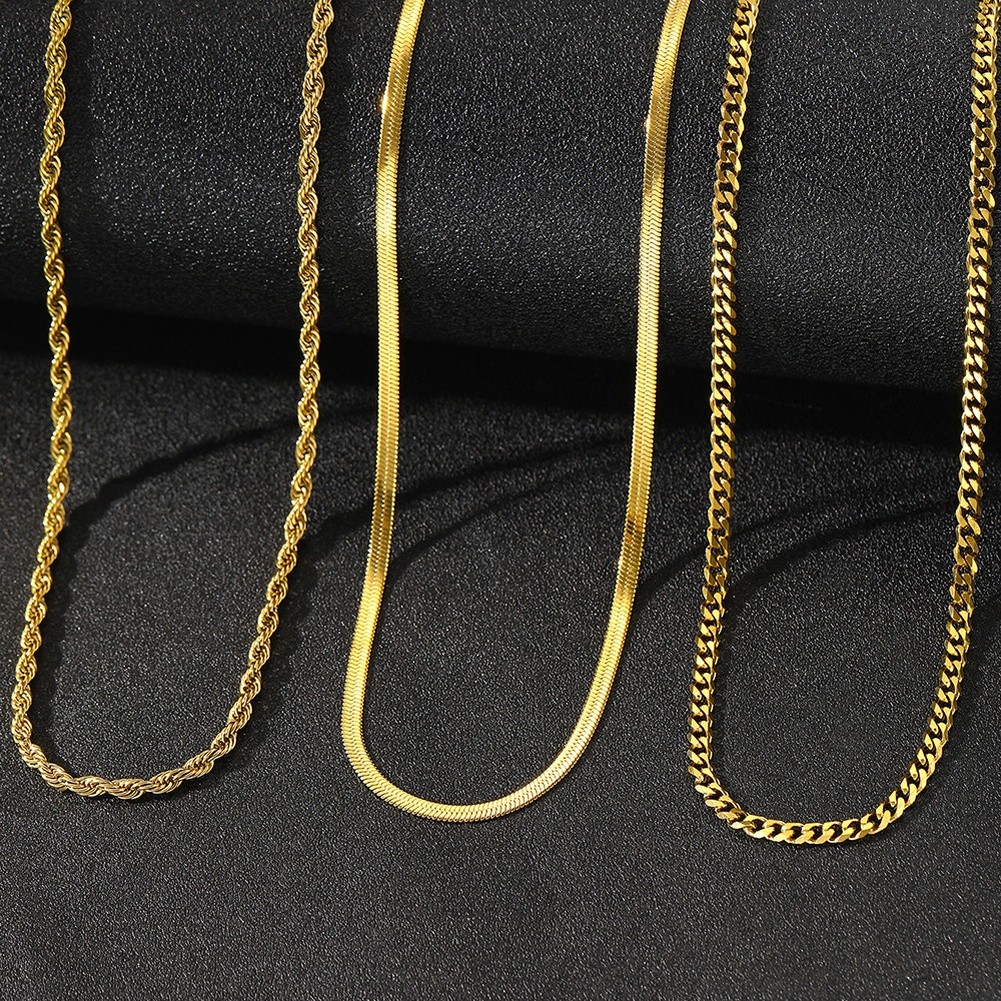 Lagenlook Box Kette Halskette Damen Gold Edelstahl U Form mit Klinge Kette - Picture 14 of 20