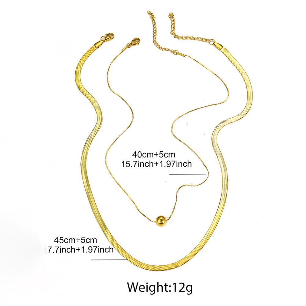 Minimalist Double Layer Stainless Steel Pendant Necklace for Women Retro Look - Picture 11 of 16