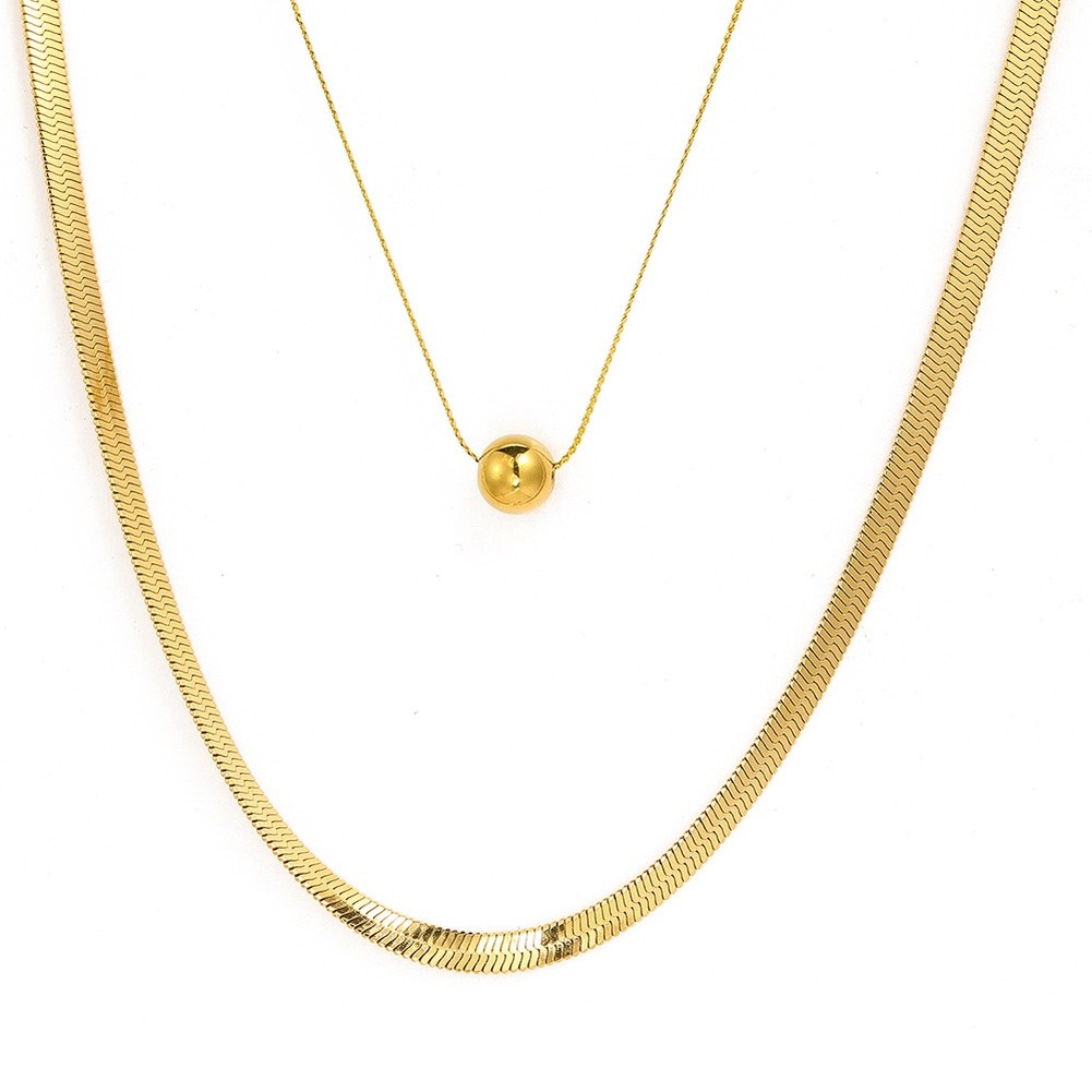 Minimalist Double Layer Stainless Steel Pendant Necklace for Women Retro Look - Picture 15 of 16