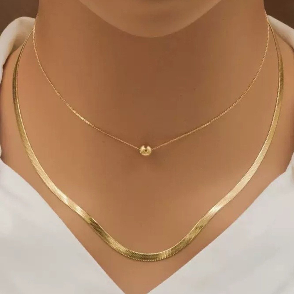 Minimalist Double Layer Stainless Steel Pendant Necklace for Women Retro Look - Picture 14 of 16