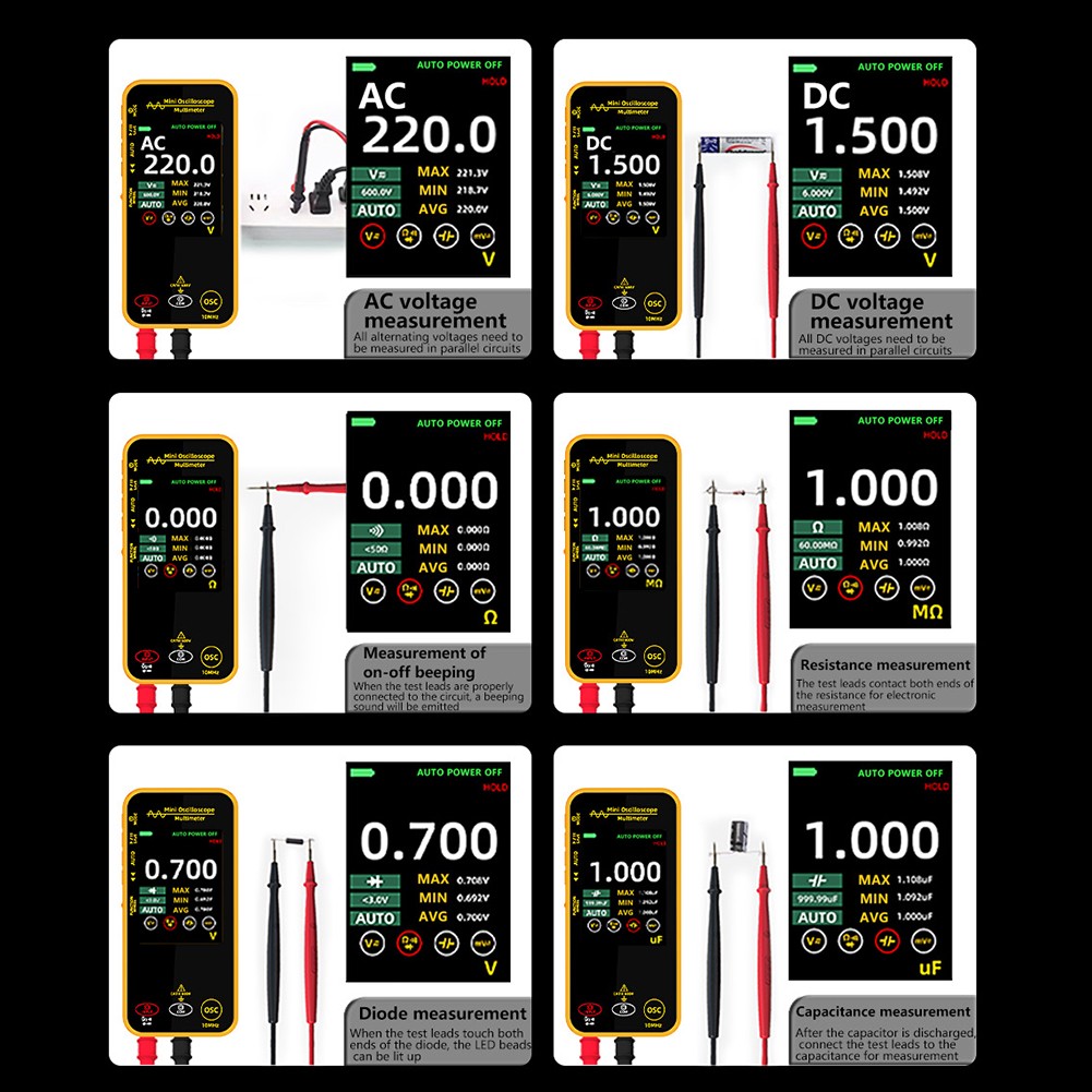 Digital Multimeter 10MHz Sampling Rate 3.3-Inch TFT Display EVA Carrying Pouch