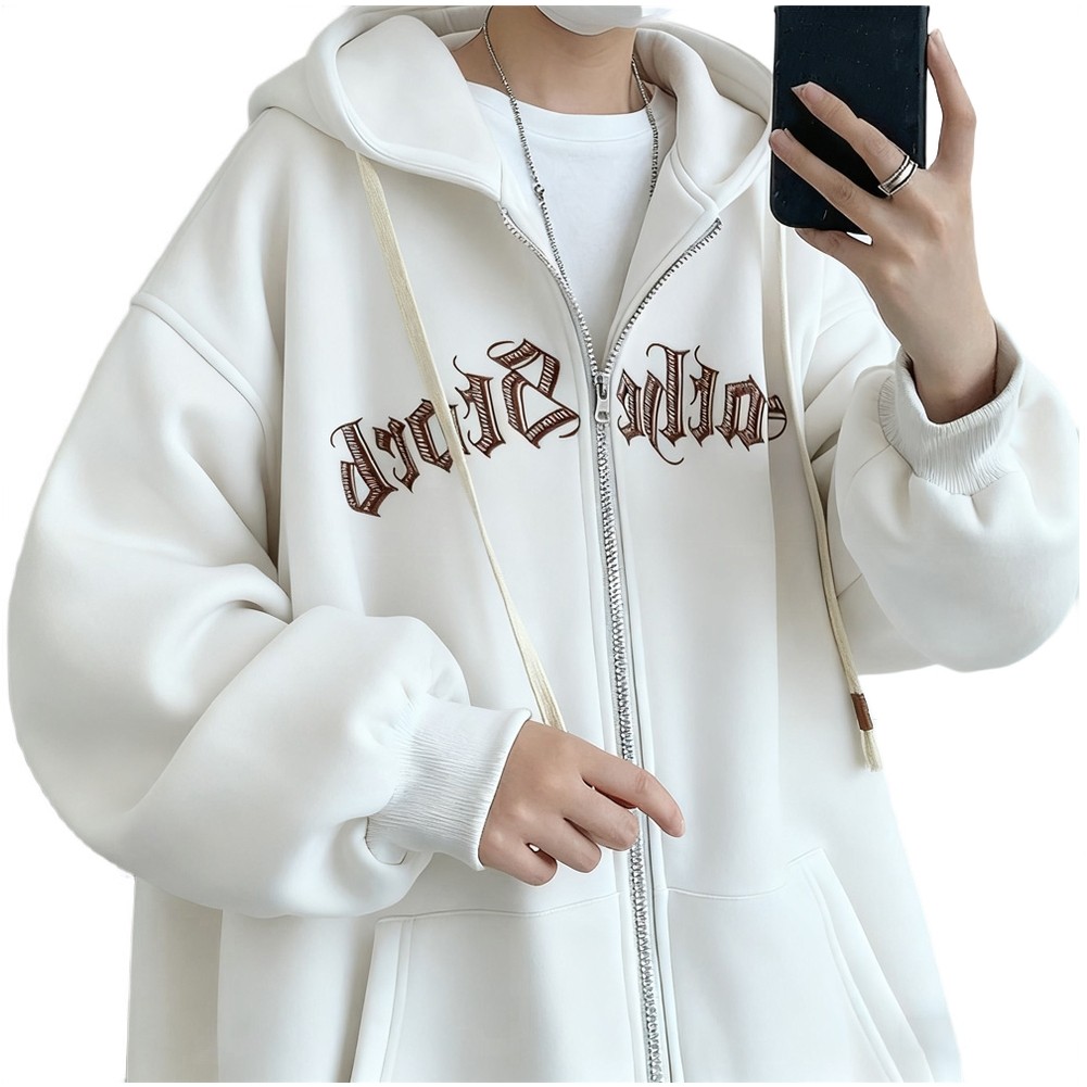 Koreanischer Stil Herren Kapuzen Strickjacke Sweatshirt lockere Passform Buchsta - Picture 13 of 27