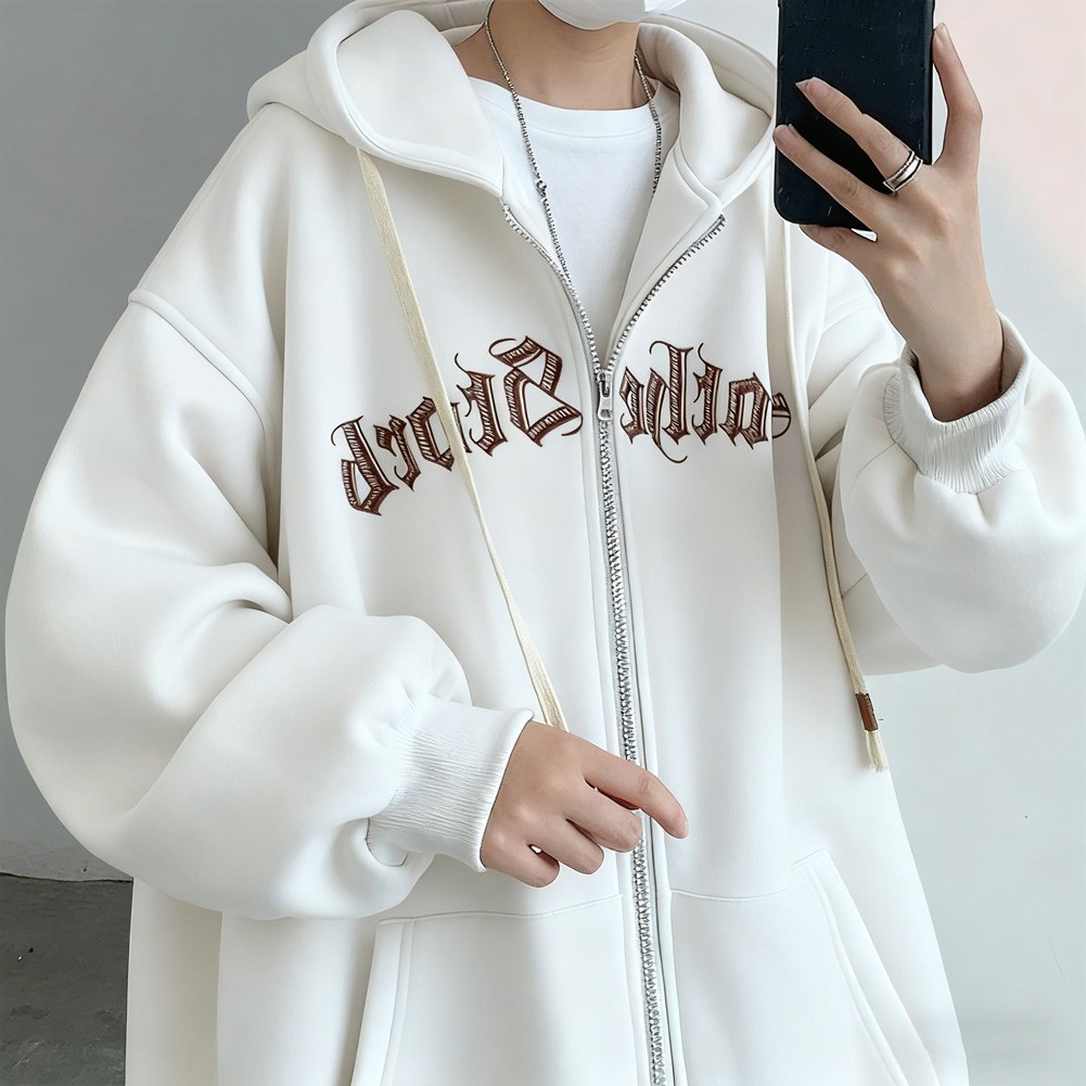 Koreanischer Stil Herren Kapuzen Strickjacke Sweatshirt lockere Passform Buchsta - Picture 14 of 27