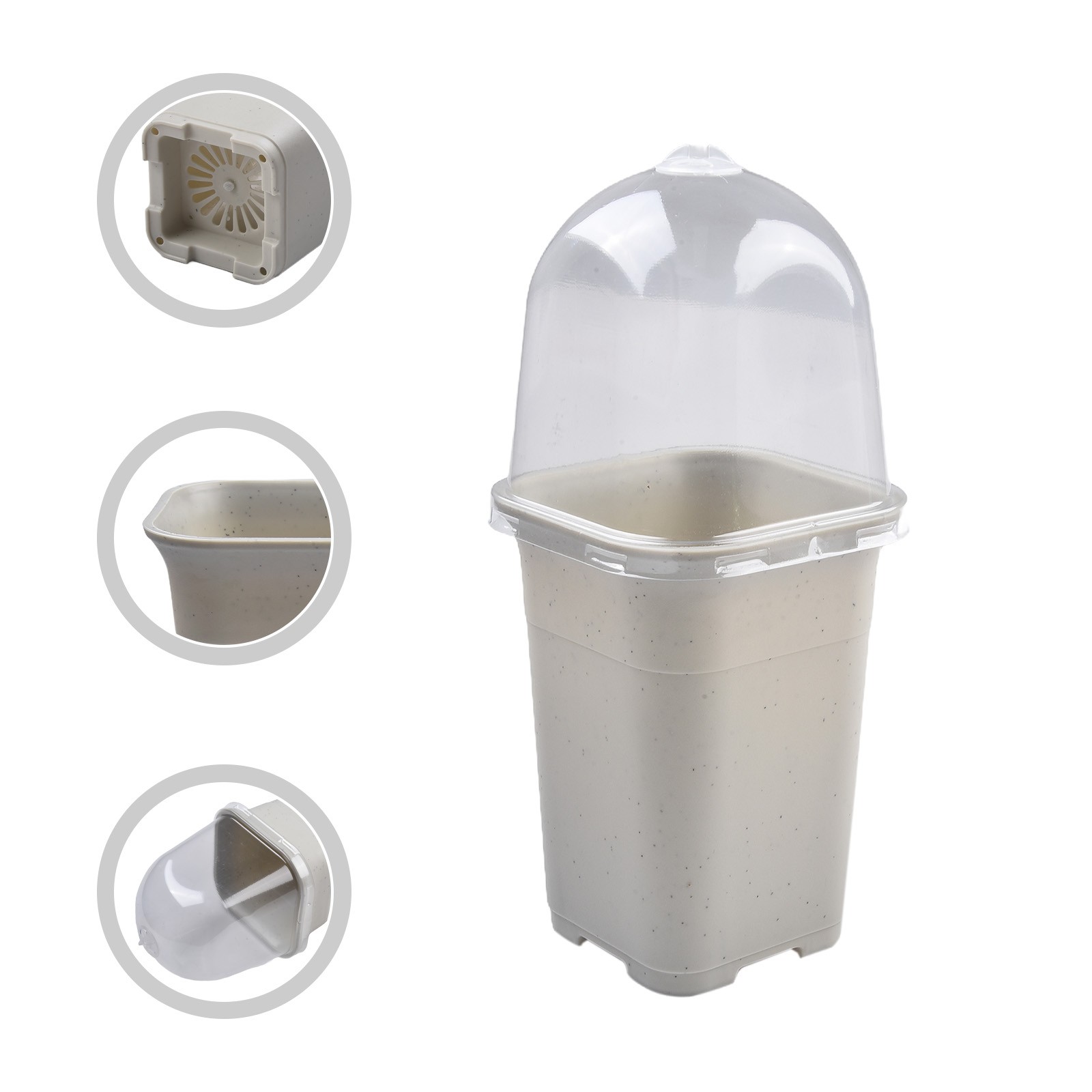 Drainage Hole Equipped Flower Pot with Clear Cover for Moisture Control